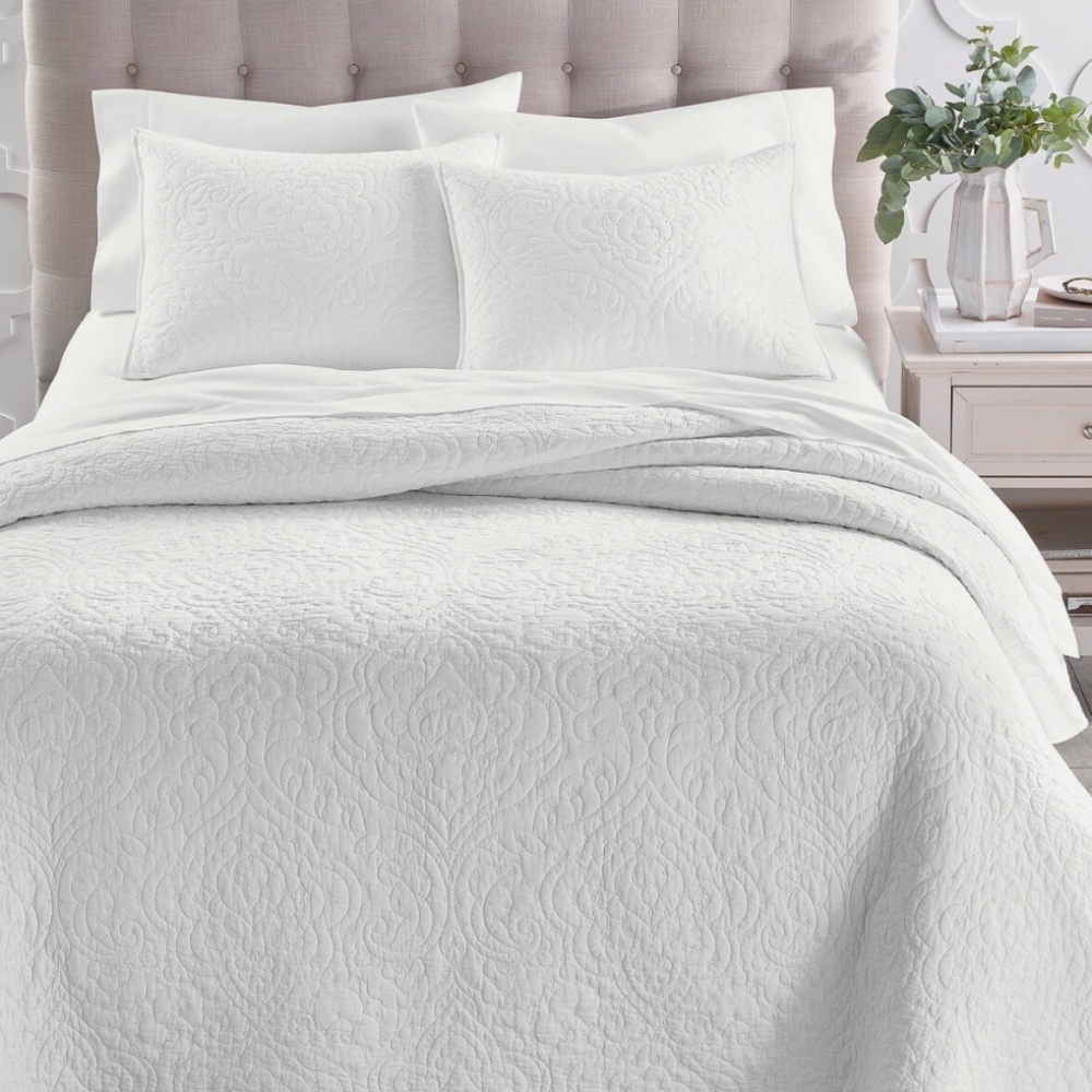Charter Club Sculpted Paisley Embroidered Cotton Quilt